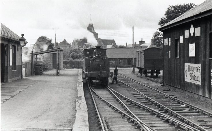 Locomotive 55051 at Dornoch station platform