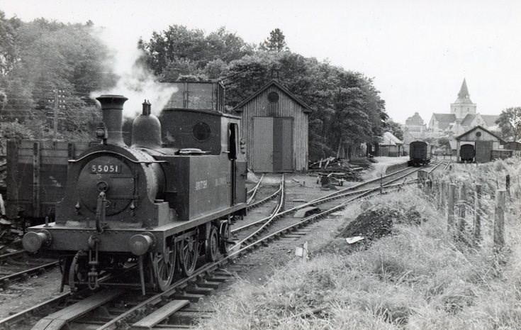 Locomotive 55051 and Dornoch engine shed