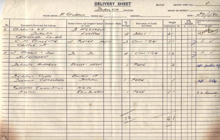 British Rail Express Parcels Delivery sheets 1980 