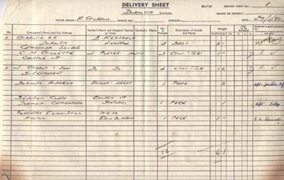 British Rail Express Parcels Delivery sheets 1980 