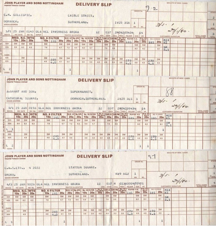 John Player and Sons, Nottingham Delivery Slip