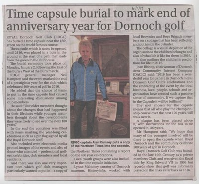 Timecapsule buried to mark Dornoch Golf anniversar