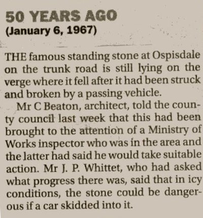 Broken standing stone at Ospisdale