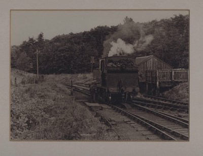 Framed photograph of engine in Dornoch sidings