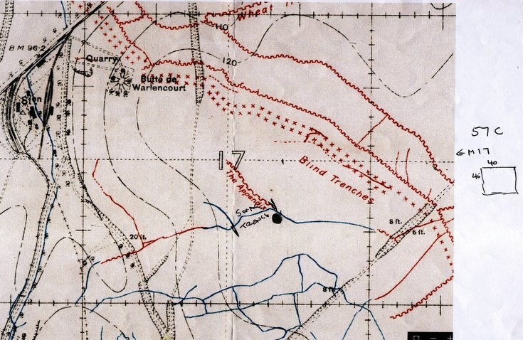 Location of Snag Trench Battle of the Somme