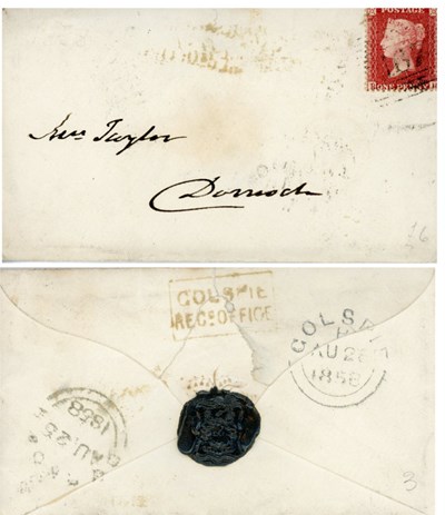Envelope with black seal 1858