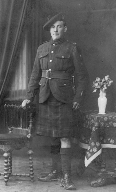 Studio photograph of a  Seaforth Highlander