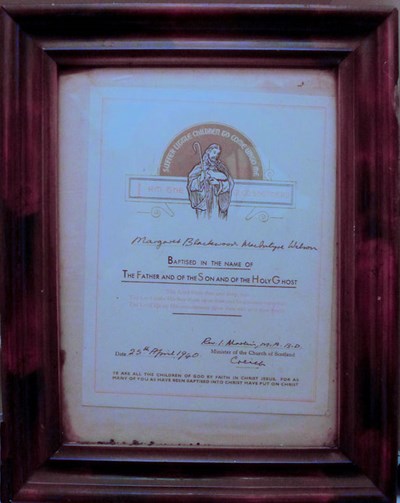 Framed Baptism Certificate
