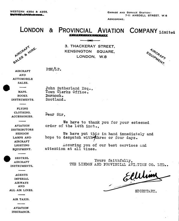 Burgh correspondence purchase of wind stocking