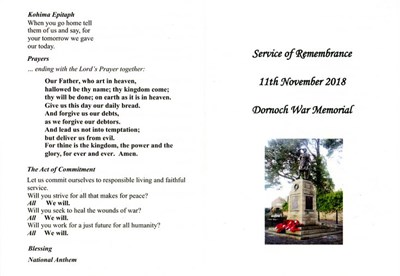 Dornoch War Memorial Service of Remembrance