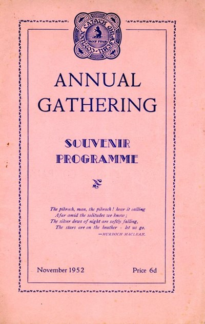Annual Gathering Souvenir Programme 1952