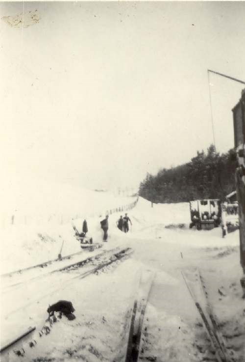 Snow being cleared from railway line