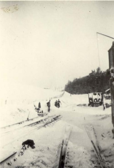 Snow being cleared from railway line