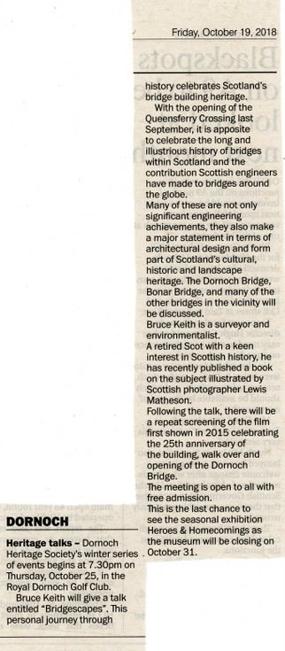 Dornoch Heritage Society talks winter series