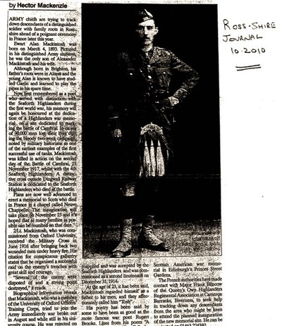 Ewart Alan Mackintosh Seaforth Highlanders