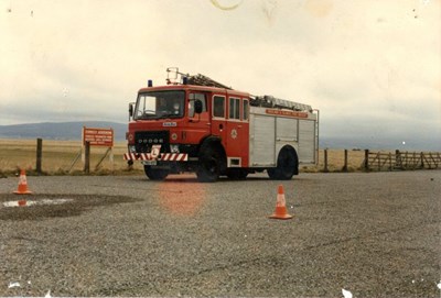 Fire engine at Dornoch Airfield late 1980's