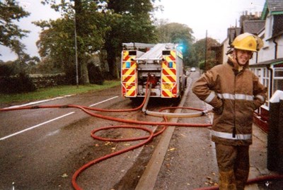 Andrew MacKay at flooding in Clashmore in 2004