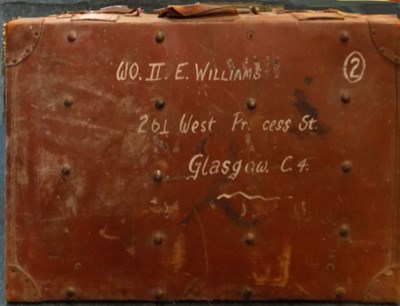 Large leather trunk belonging to W0II E Williams
