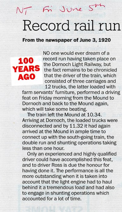 Record rail  run for Dornoch Light Railway