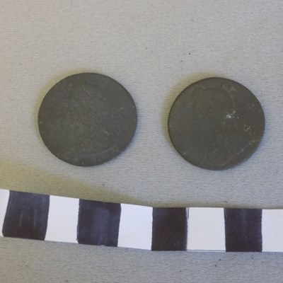 Two George II half pennies
