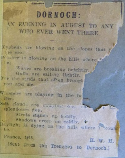 Newspaper clipping of poem