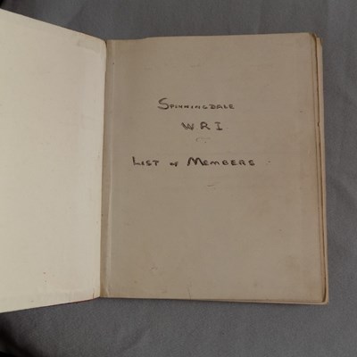 Book listing members of Spinningdale WRI from 1938 to 1942