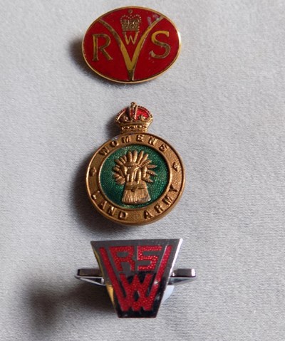 Trio of two WRVS and one Women's Land Army badges
