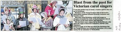 Young Curators carol singing clipping from the Northern Times