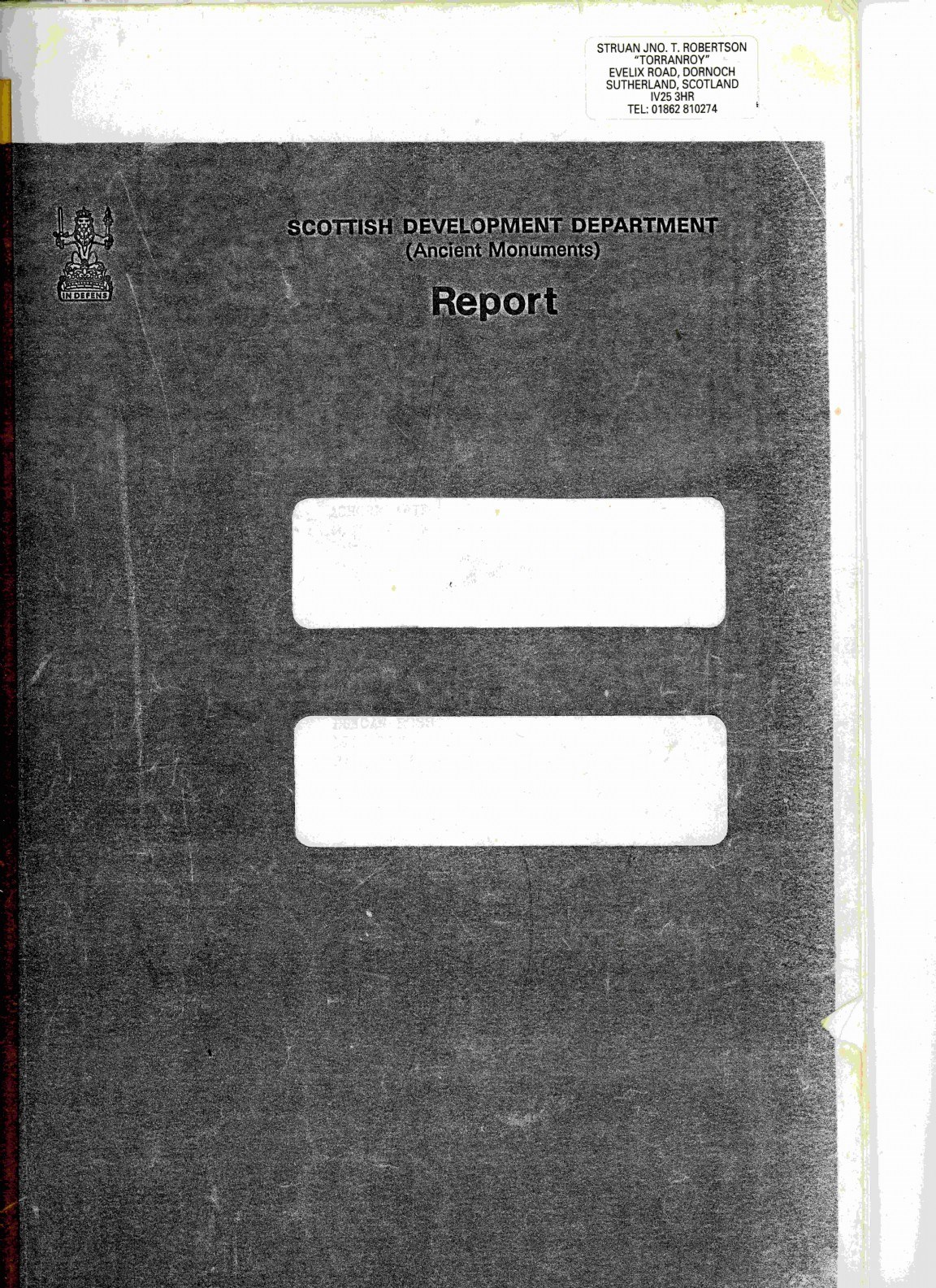 Scottish Development Department Ancient Monuments Report