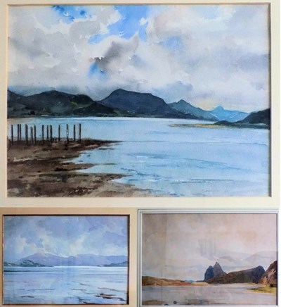 A collection of three framed paintings by Miss Lyon