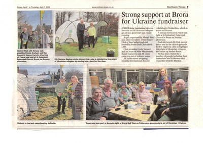 Strong support at Brora for Ukraine fundraiser