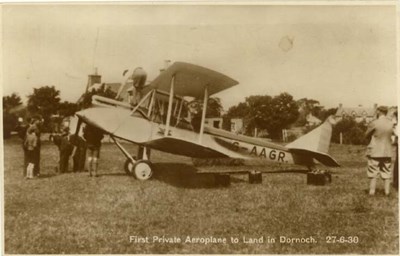 Early arrival of aeroplane in Dornoch