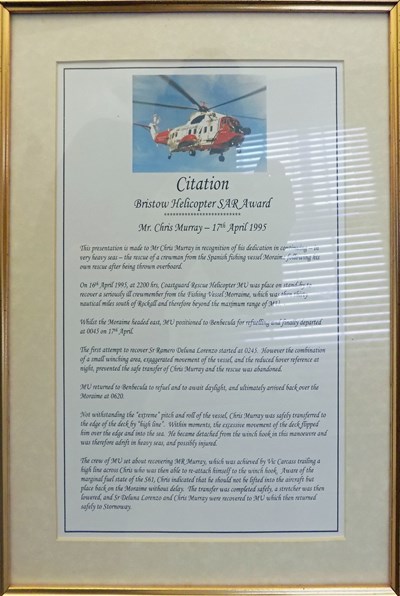 Citation Bristow Helicopter SAR Award presented to WM Chris Murray