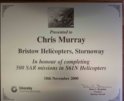 Plaque presented to WM Chris Murray