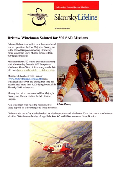 Bristow Winchman saluted for 500 SAR missions