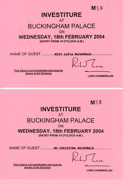 Tickets to the Investiture at Buckingham Palace