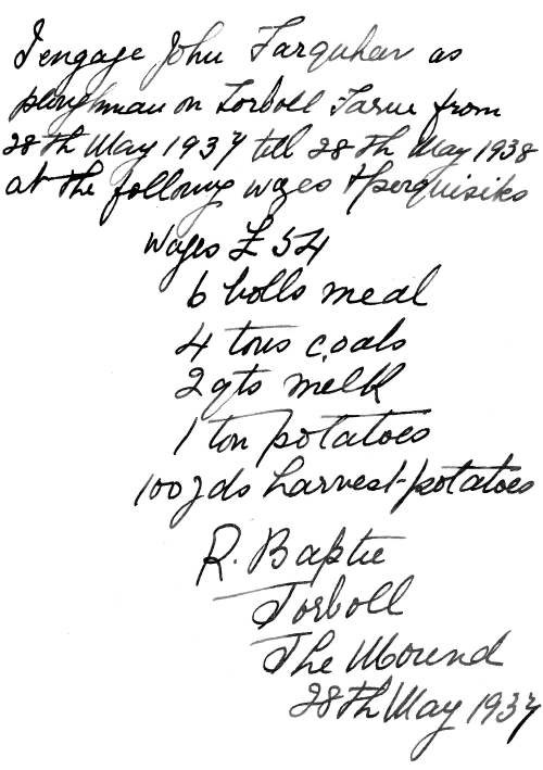 Torboll ploughman's contract