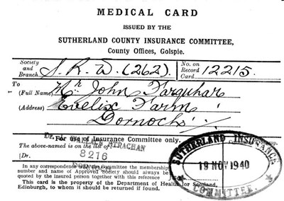 Medical card John Farquhar