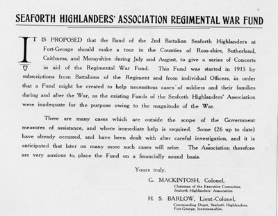 Seaforth Highlanders' Association Regimental War Fund