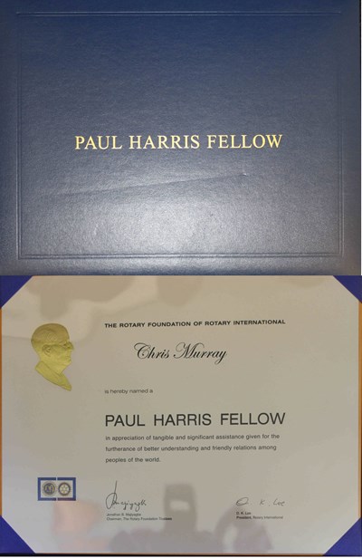Paul Harris Fellow Certificate 