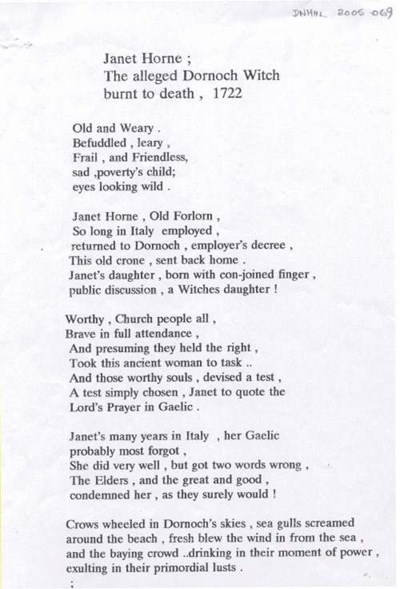Poem about Janet Horne
