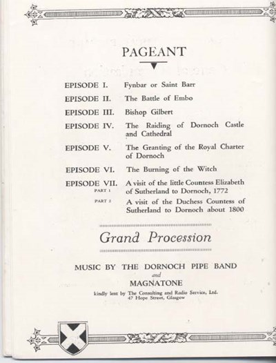 Programme for Dornoch pageant 1928
