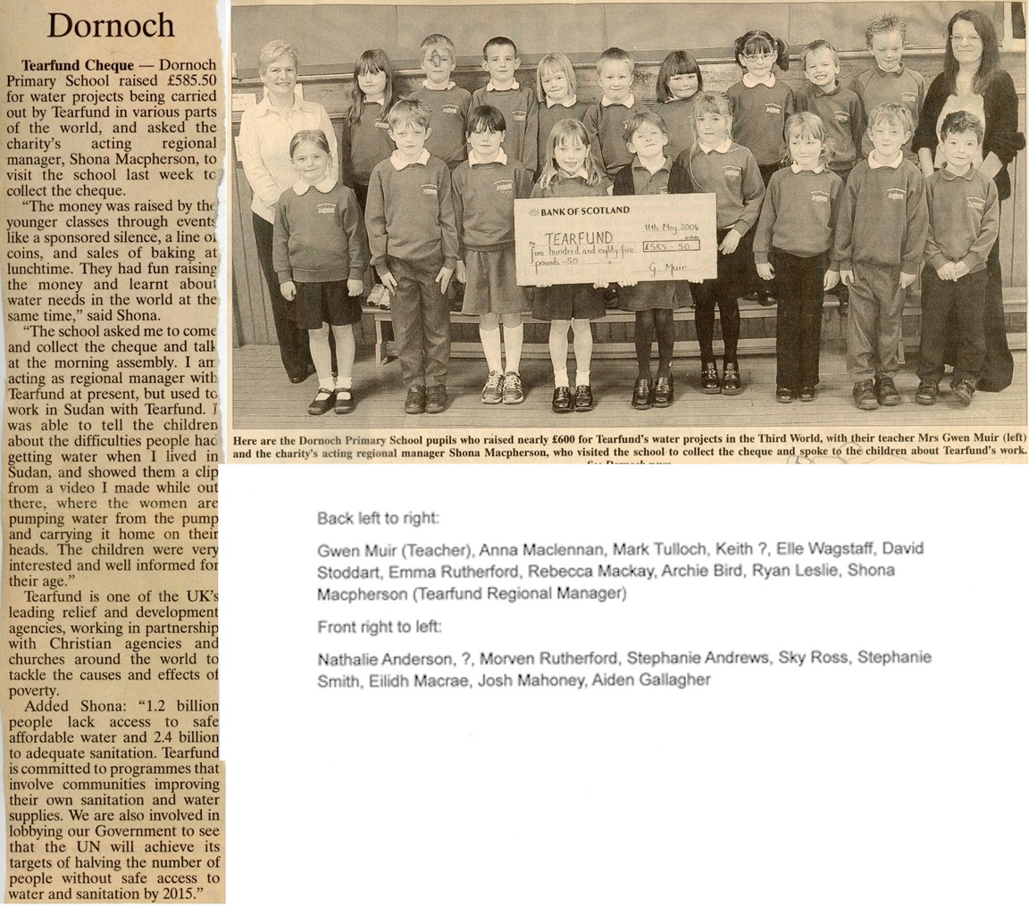 Dornoch Primary School raise money for Tearfund