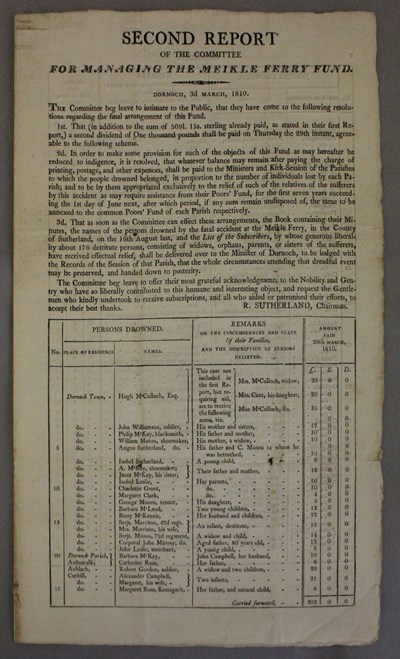 Second Report of the Committee for managing the Meikle Ferry Fund