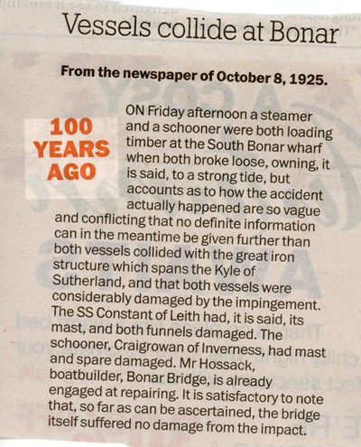 Vessels collide at Bonar