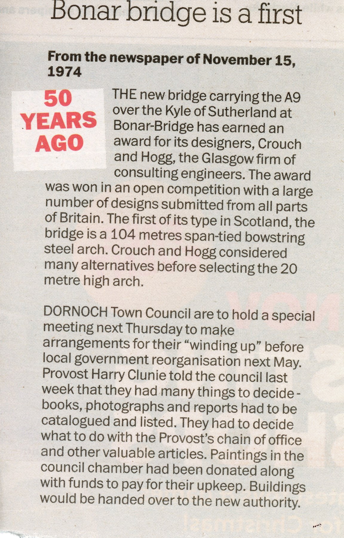 Bonar Bridge is a first