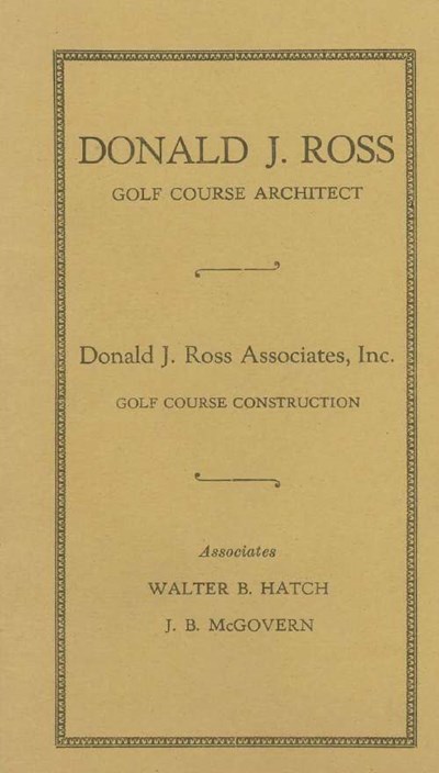 Donald Ross documents - golf courses booklet