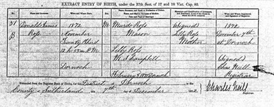 Donald Ross' birth certificate
