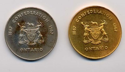 Two Ontario mining medallions