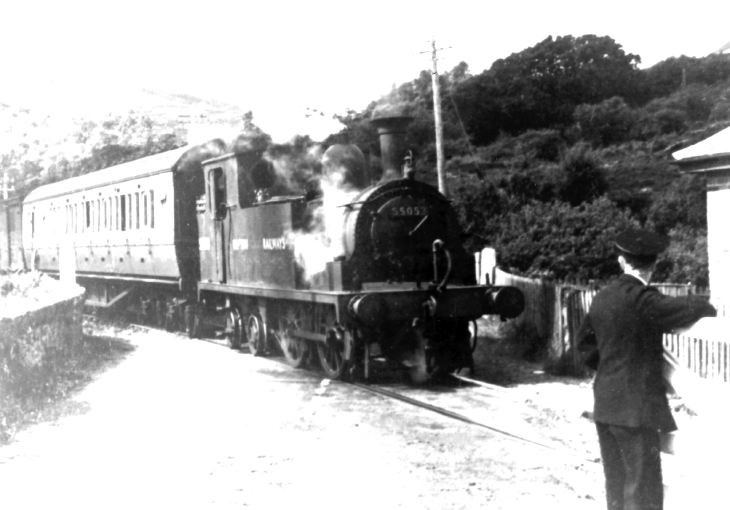 Train crossing the A9 near the Mound.